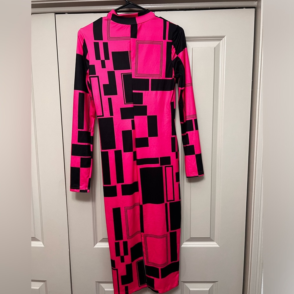 Pink and Black Midi Dresss